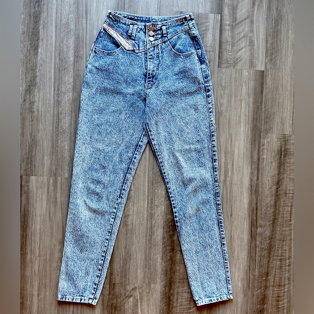 Vintage Ethics High Rise Jeans Womens Acid Wash Tapered Leg 80s Size 26